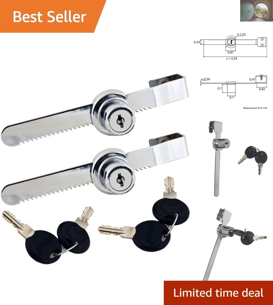 Durable Zinc Alloy Sliding Glass Door Lock - Keyed Alike, Chrome Finish - 2 Pack