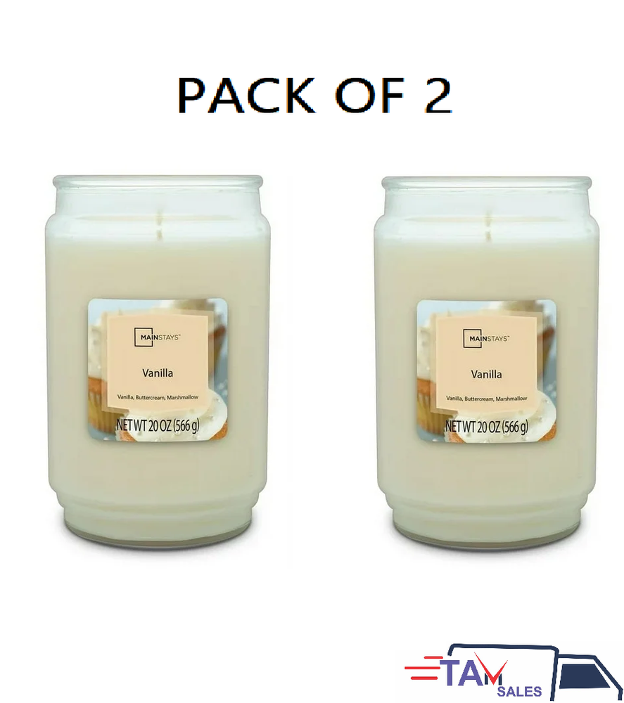 (2 Pack) Mainstays 20oz Vanilla Scented Glass Jar Candle