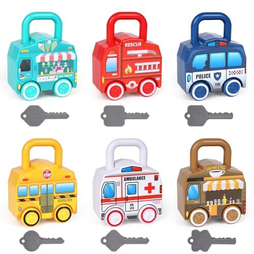 Montessori Learning Lock and Key Car Toys Sensory Matching & Sorting Early Nu...
