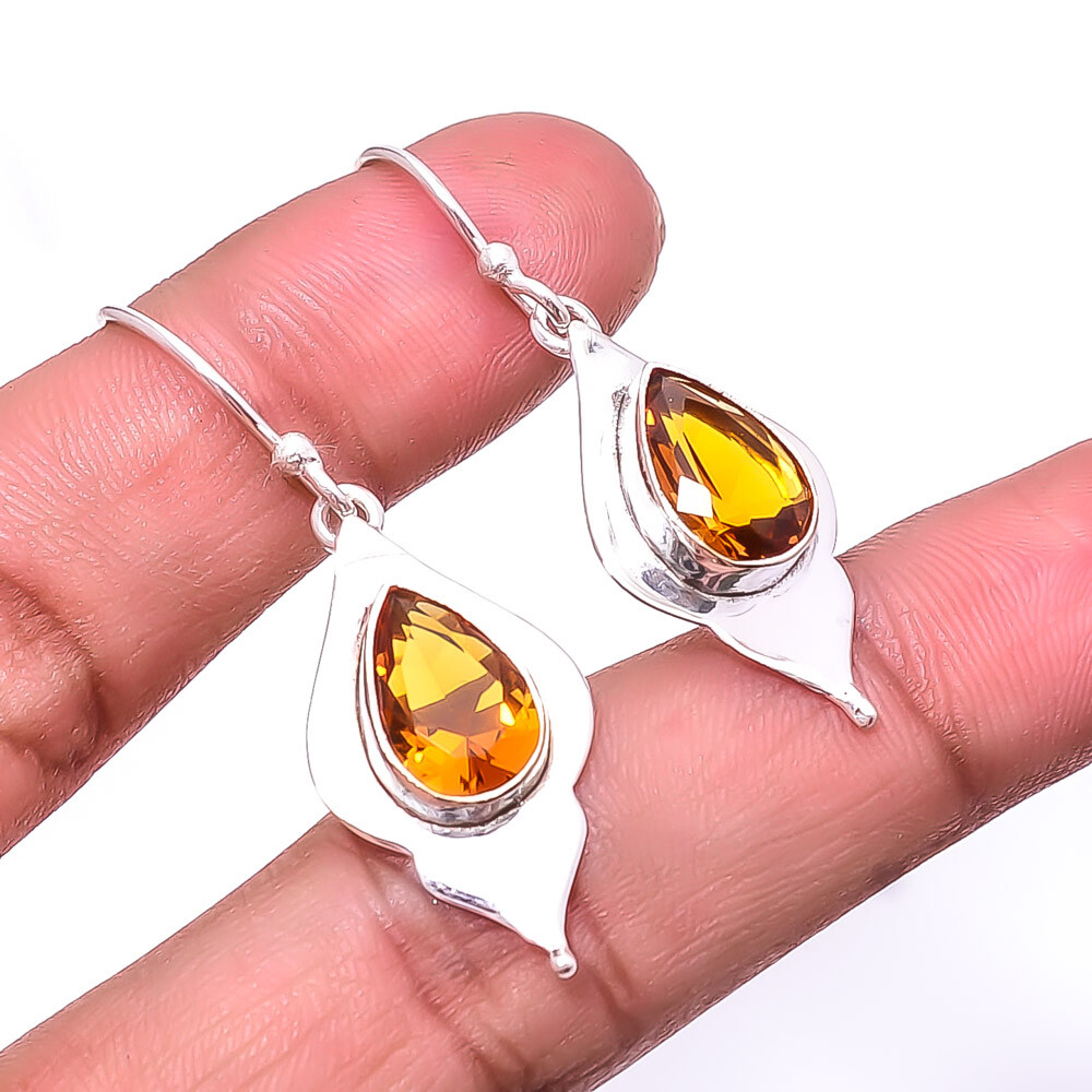 Citrine Handmade Sterling Silver Earrings 1.76