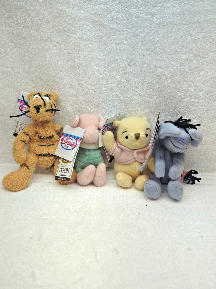 Vtg Disney Store Exclusie Classic Pooh and Friends Plushies Lot of 4 New w Tag's