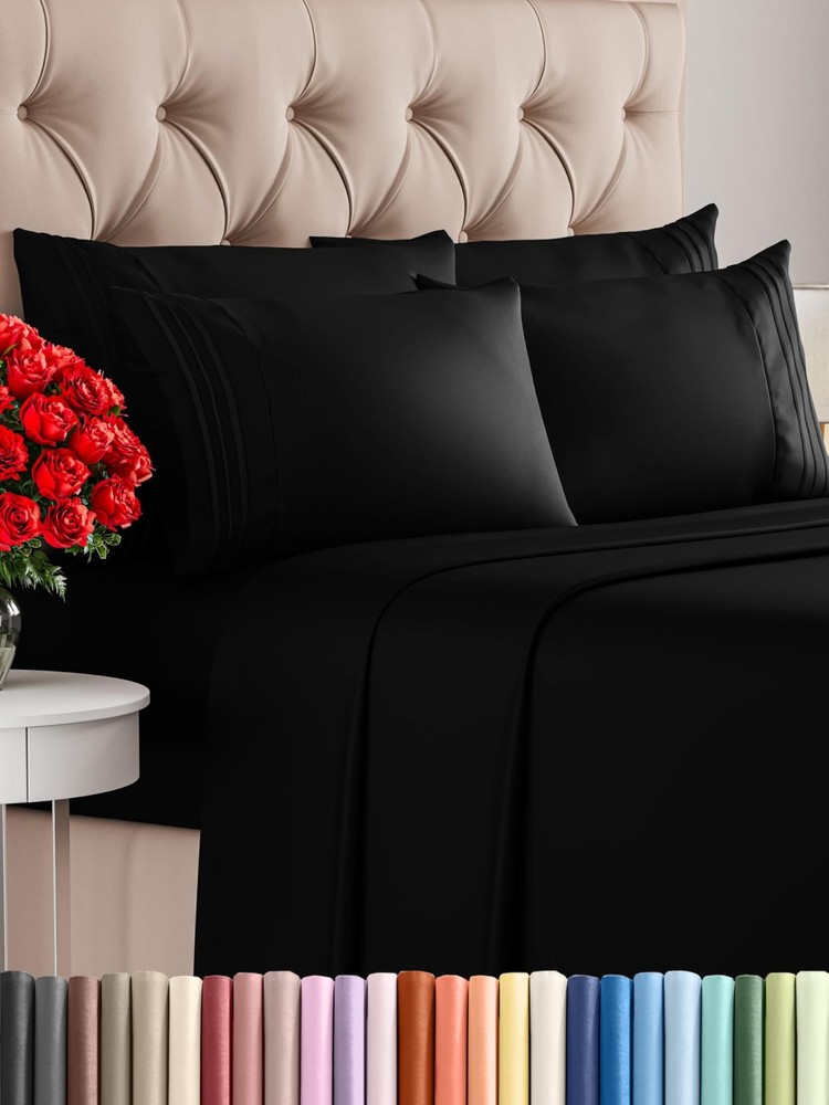 Queen 6 Piece Sheet Set - Breathable & Cooling Sheets - Hotel Luxury Bed Shee...