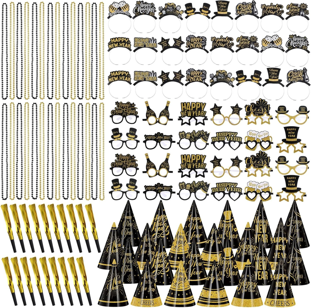 240 Pcs 2025 New Year’s Eve Party Supplies for 48 Guests Including Party Favors and Decorations-image