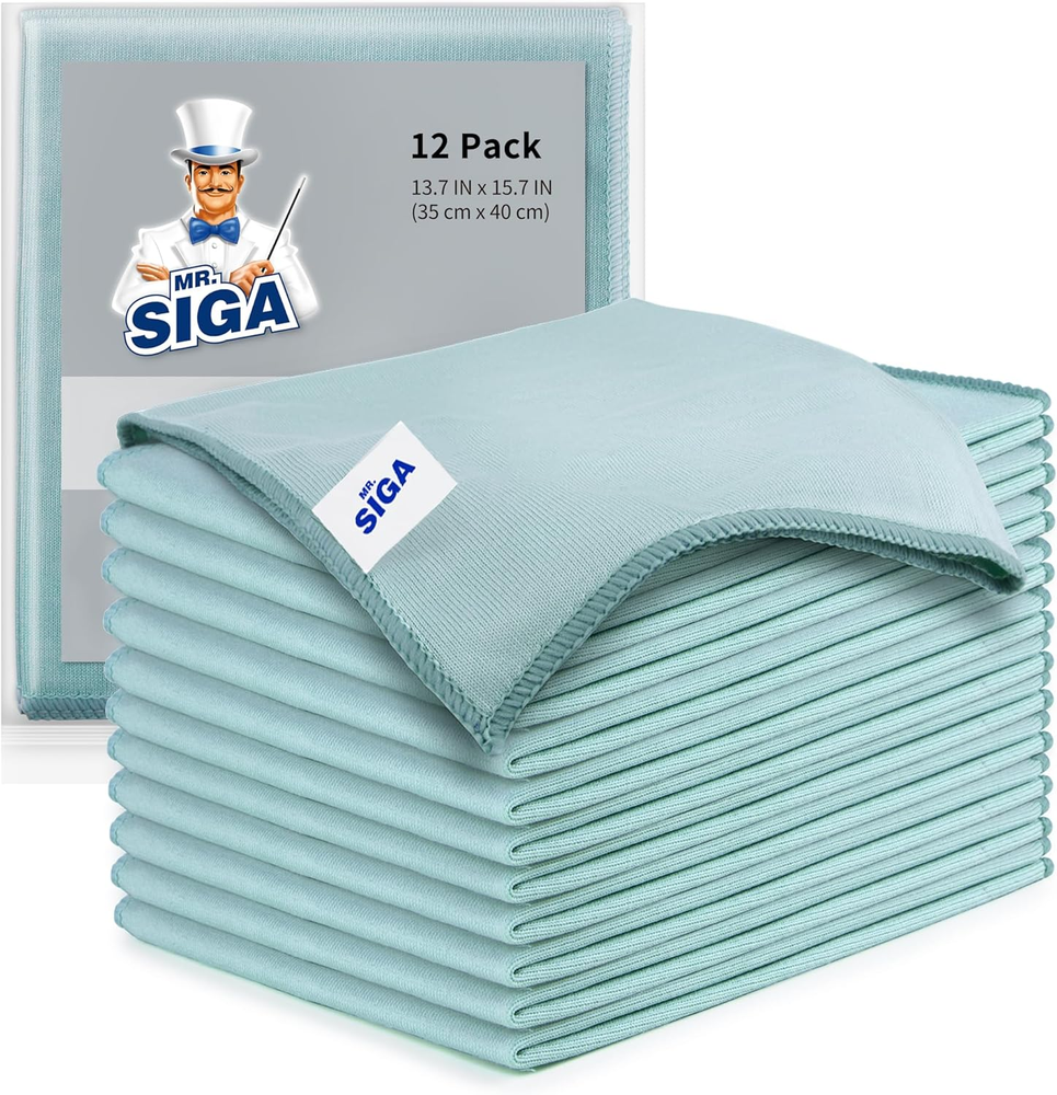 MR.SIGA 12-Pack Ultra Fine Microfiber Glass Cloths 35x40cm