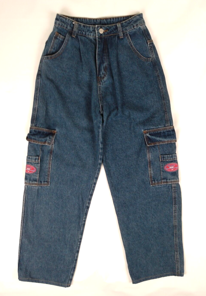 Shein Blue Baggy Cargo Jeans Y2K Skater Carpenter Style Womens Size 2