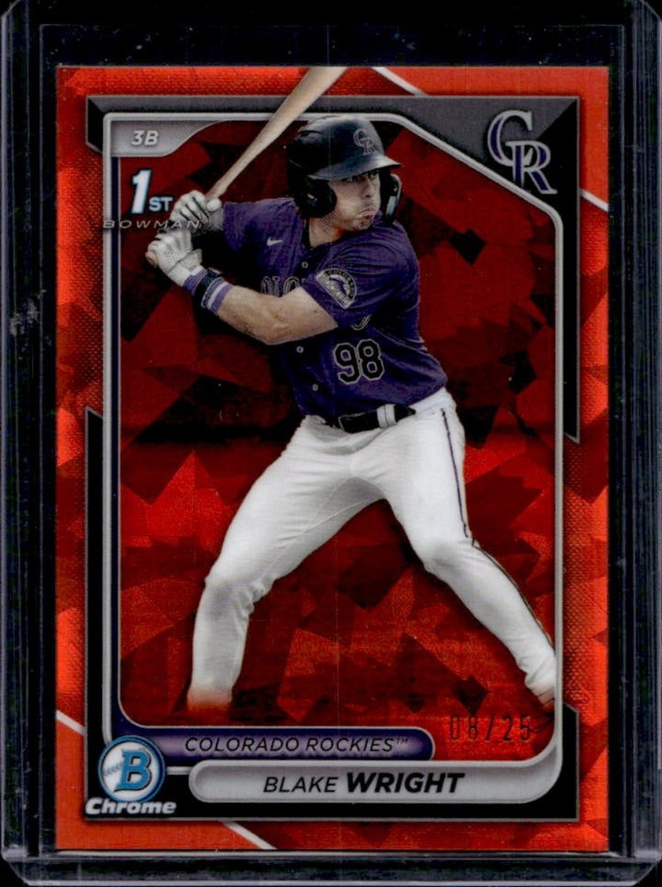 2024 Bowman Draft Sapphire Blake Wright Chrome Orange 1st #8/25 Rockies
