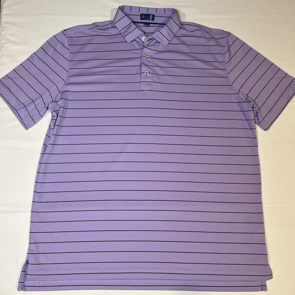 Stitch Golf Polo Shirt Men's Size XL Purple Striped Performance Short Sleeve