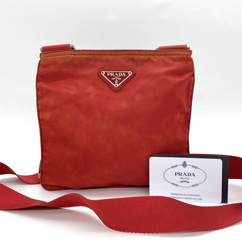 RARE PRADA Nylon Tessuto Red Shoulder Bag Vintage