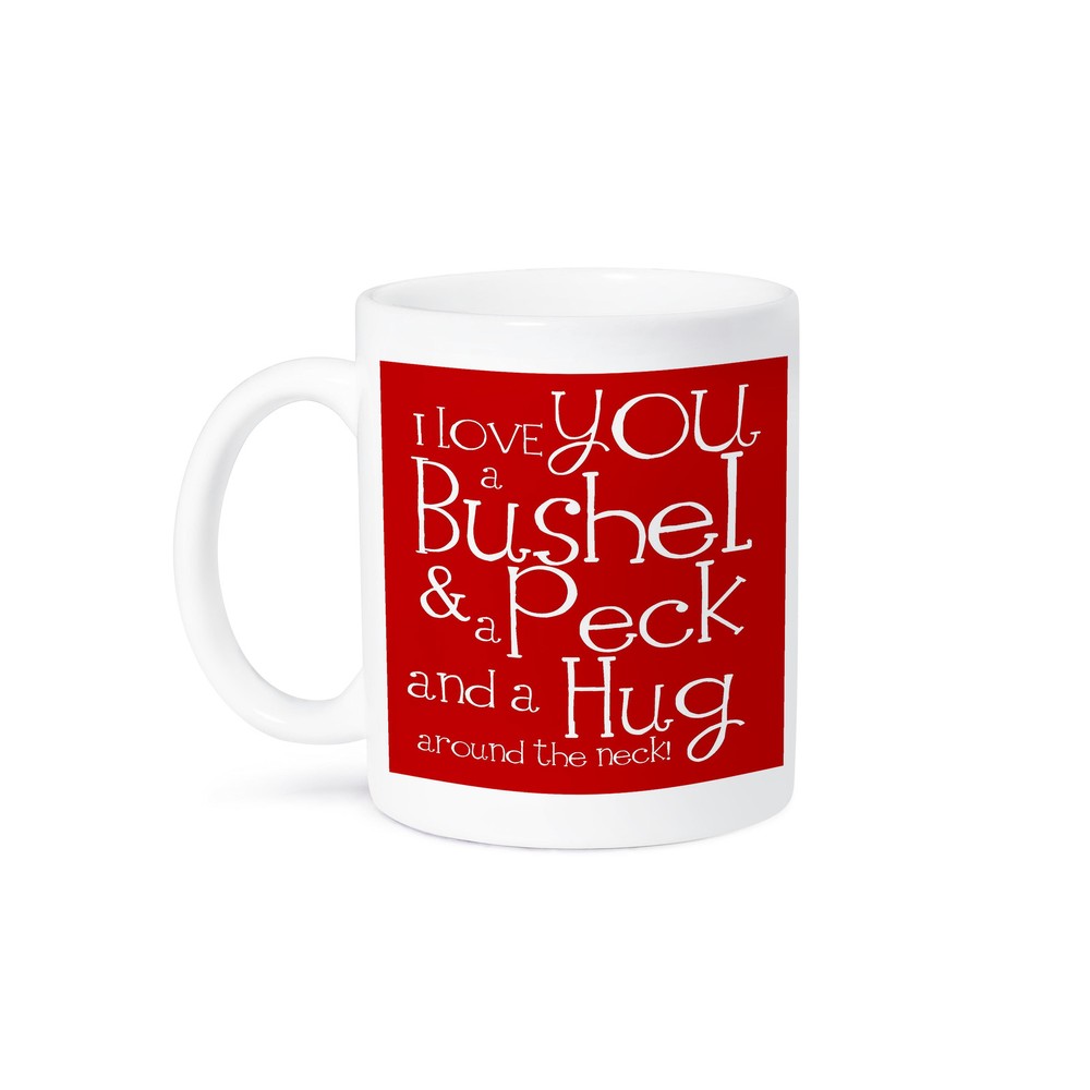 3dRose Red Mug - I Love You a Bushel and a Peck