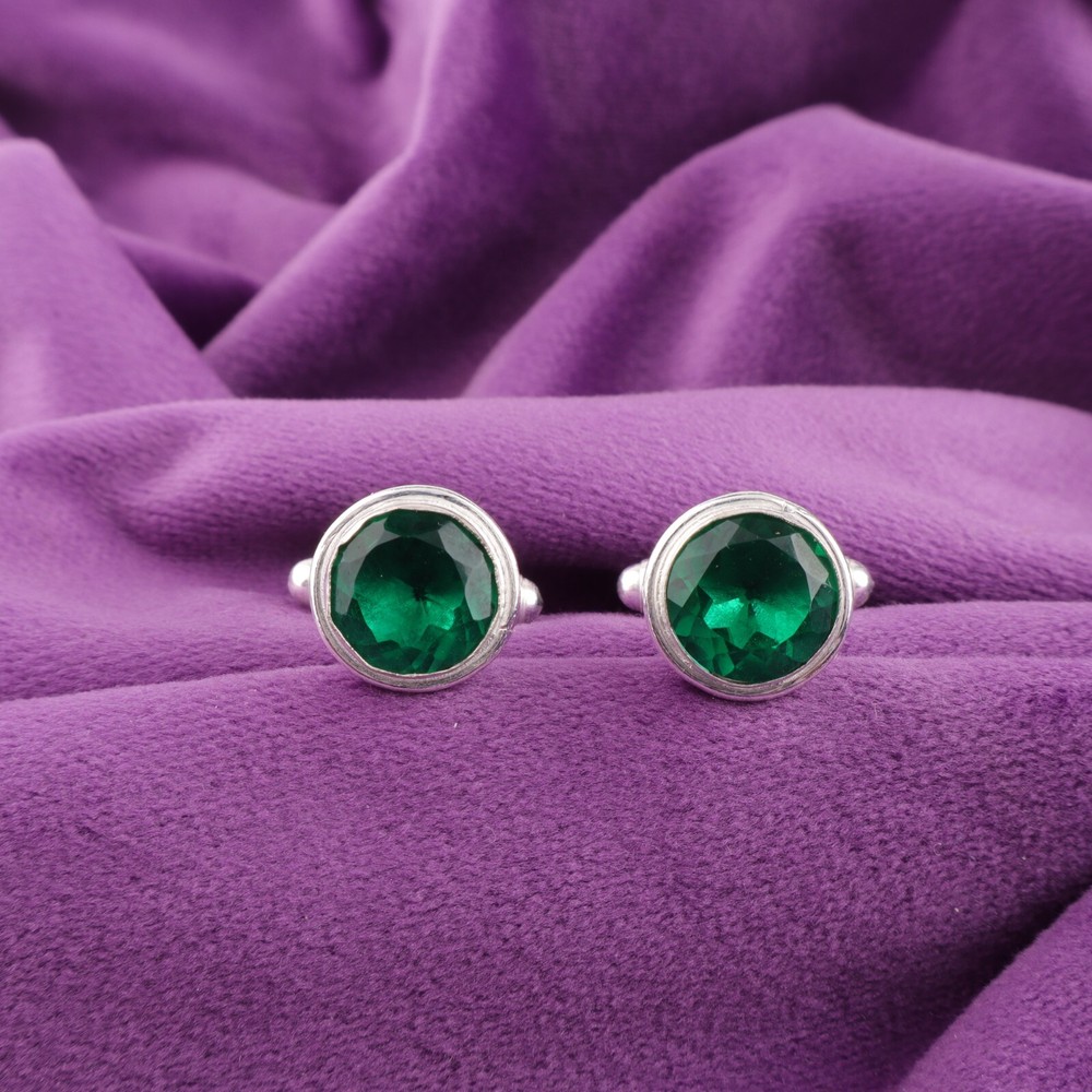 925 Silver May Green Emerald Stone Business Formal Boyfriends Cufflinks Jewelry
