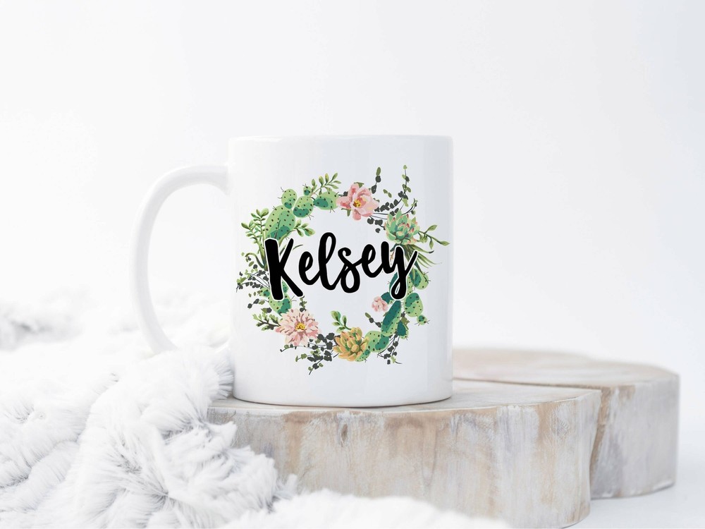 Floral Name Mug Custom Name Mug Personalized Mug Custom Coffee Mug Monogram Mugs