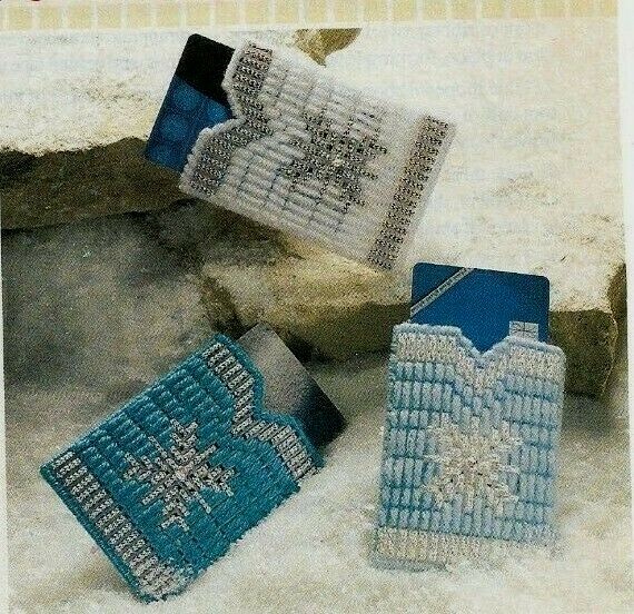 SNOWFLAKE GIFT CARD SLEEVES CHRISTMAS PLASTIC CANVAS PATTERN INSTRUCTIONS-image
