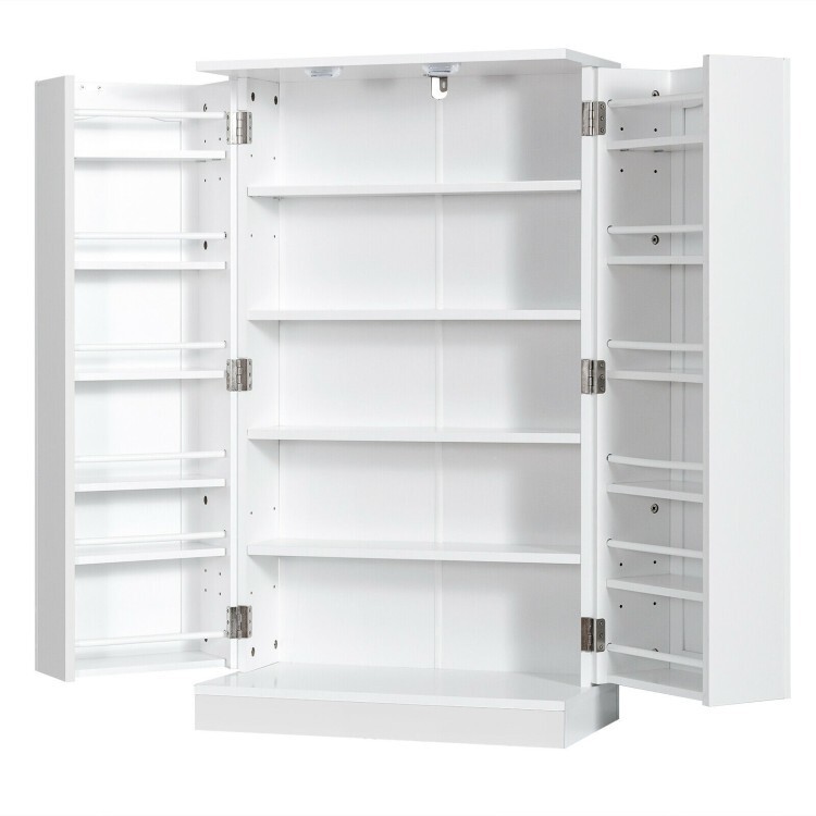17-Tier Kitchen Pantry Storage Organizer Cabinet W/2 Door & 6 Adjustable Shelves