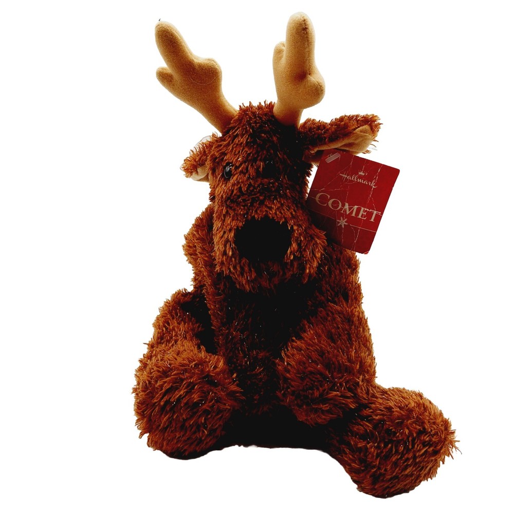 Hallmark Cards Plush Comet Reindeer Brown Sparkly Plush Stuffed 9”