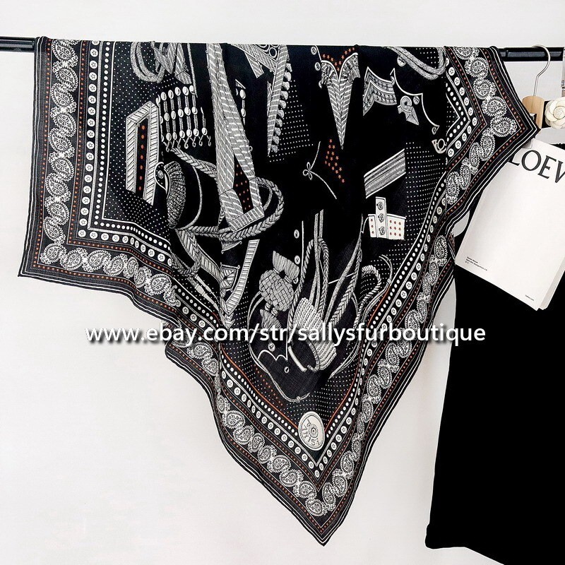 Sallys 70% Cashmere 30% Silk Scarf Aztec Print Square Shawl Kerchirf 43