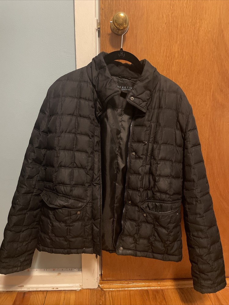 Kenneth Cole Reaction Womens Quilted Full Zip Jacket Black Size M-image
