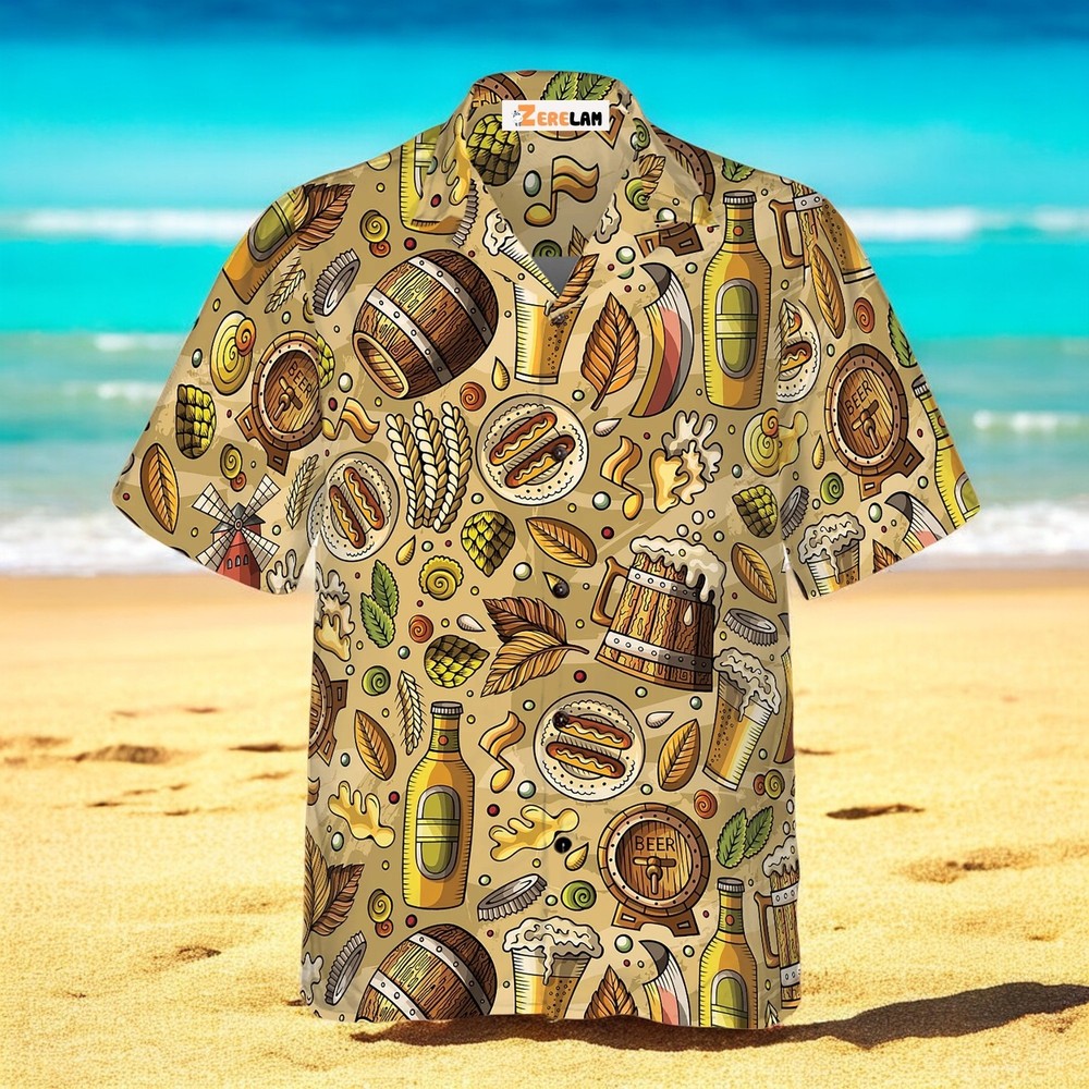 Beer Fest Seamless Pattern Hawaiian Shirt For Men US Size Summer Style
