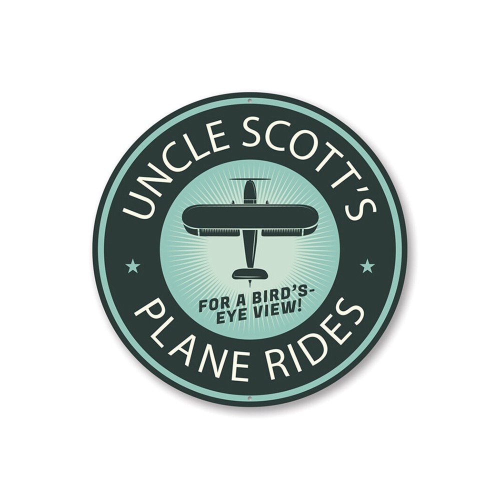 Plane Rides Bird's Eye View Hangar Decorative Sign, Custom Aluminum Sign
