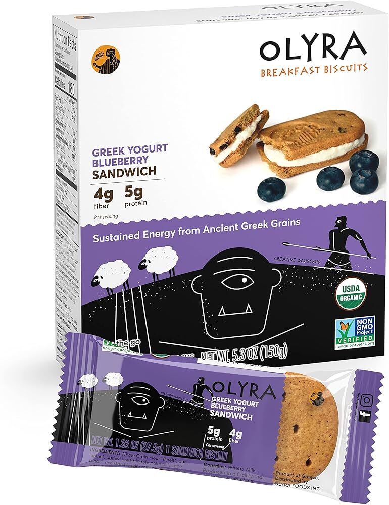 Olyra Organic Breakfast Biscuit Sandwiches | Greek Yogurt Blueberry | Kids He...