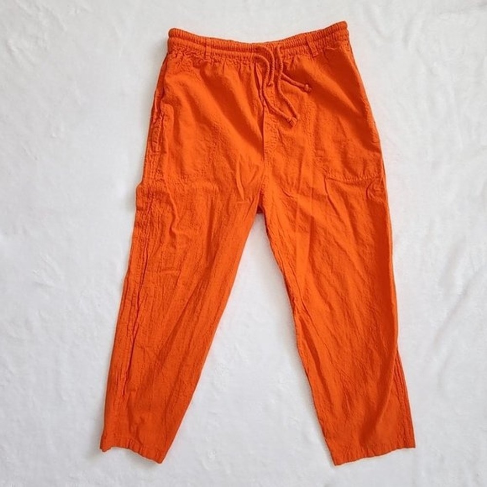 Vintage 90s Gitano High Rise Orange Pants Women's Large Double Drawstring Cotton