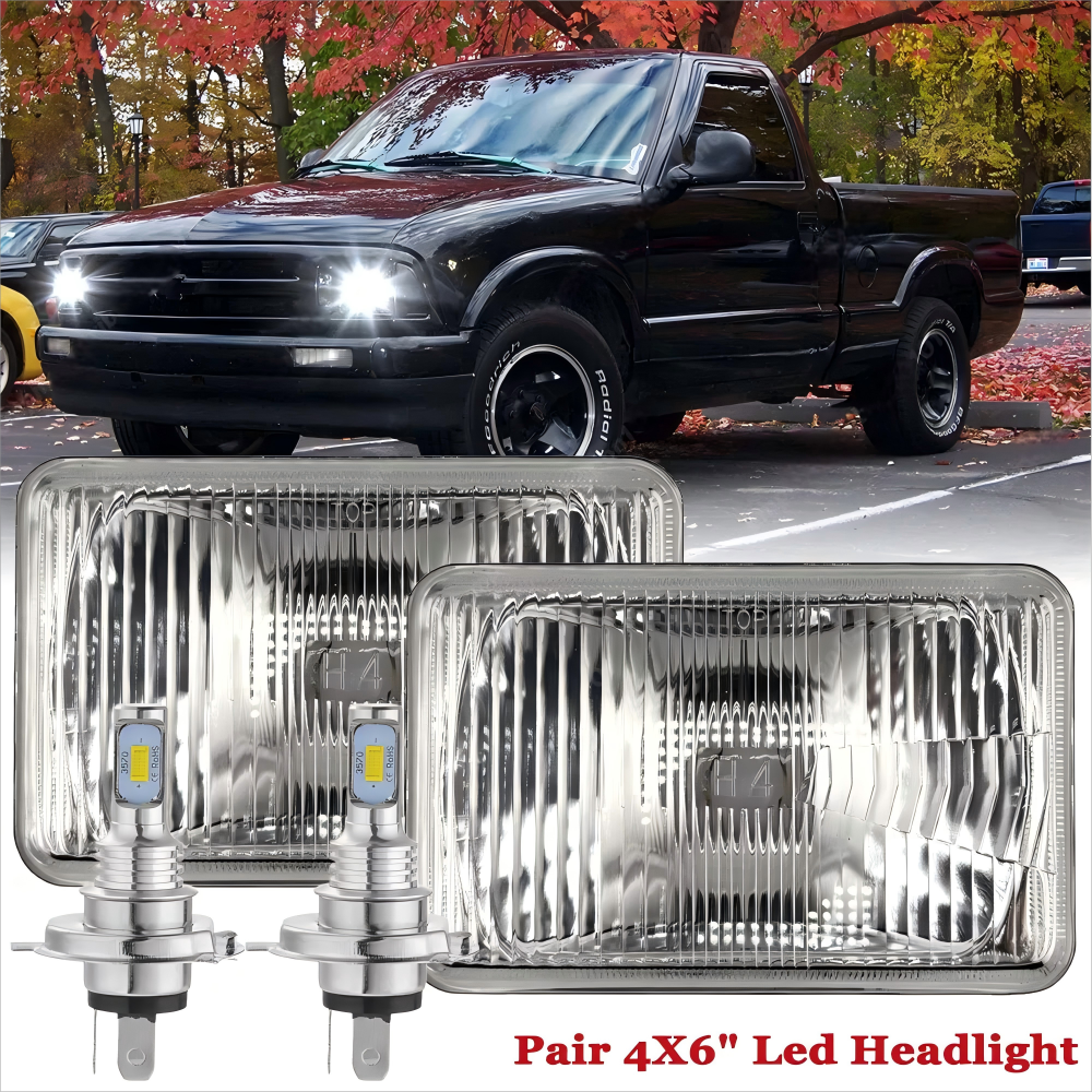 1995-1997 Chevy S10 4x6 LED Headlights High Low Beam Pair