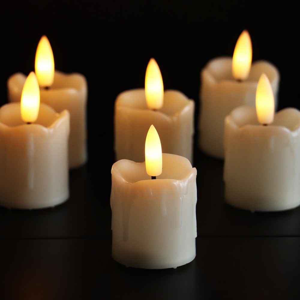 Flameless Battery Operated Votive Candles with Auto Timer Realistic Black