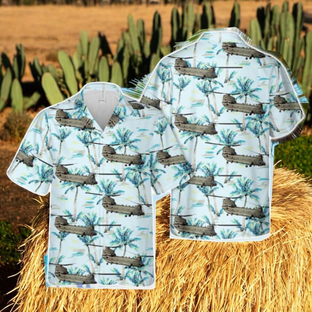 Royal Air Force Boeing Chinook HC2 352 Aloha Hawaiian Shirt with 3D Printed Design for Aviation Enthusiasts and Fashion Lovers