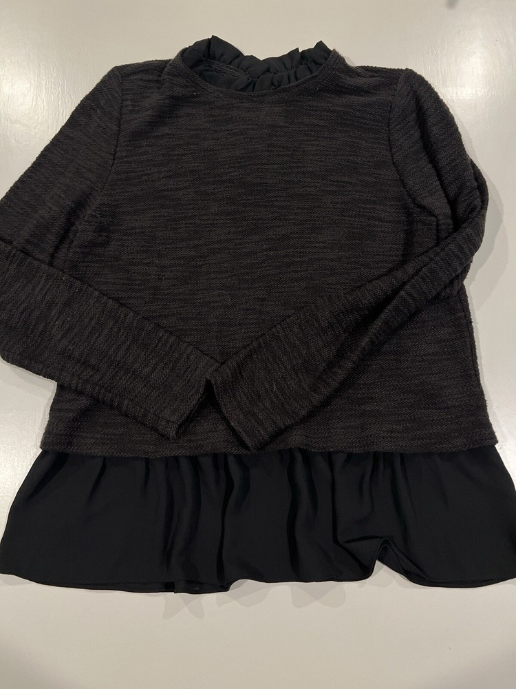 LOFT Black Marbled Layered Look Sweater Size M NWOT