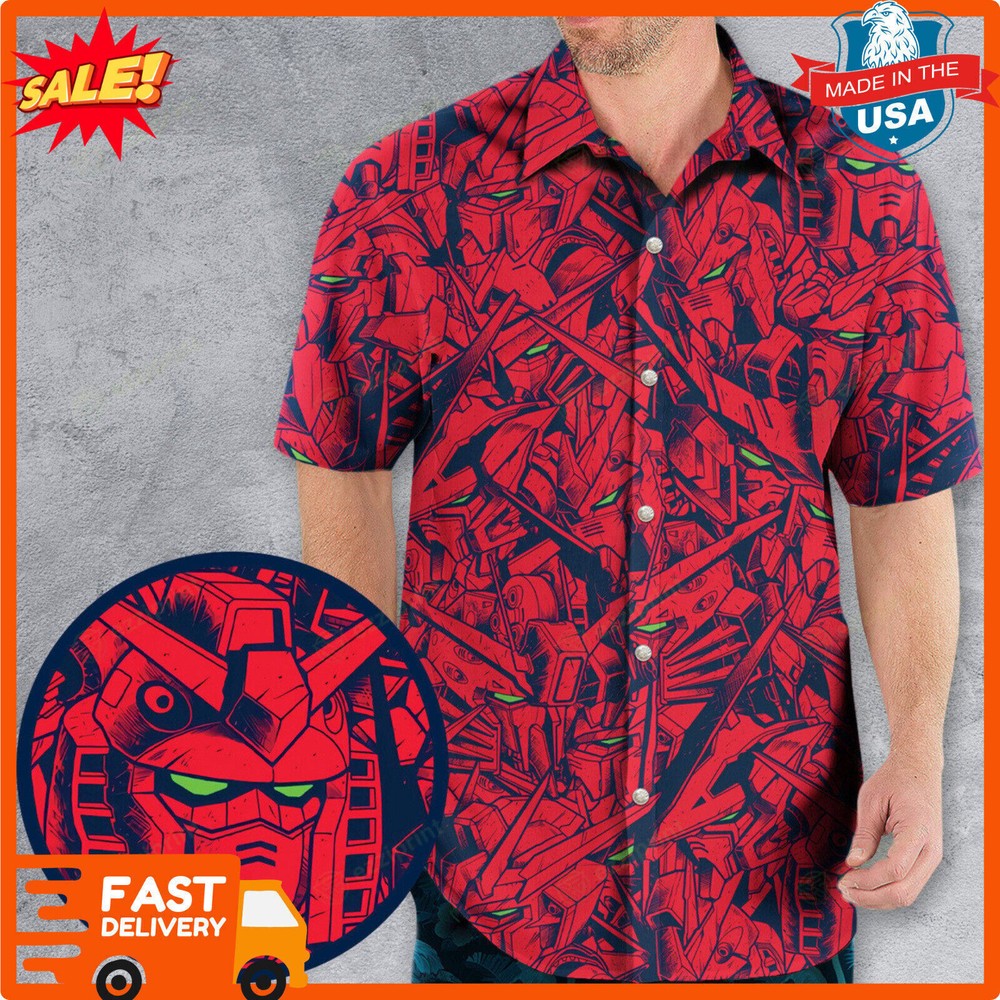 Rare Gundam Camo Magenta Gundam Hawaiian shirt 3D New S 5XL