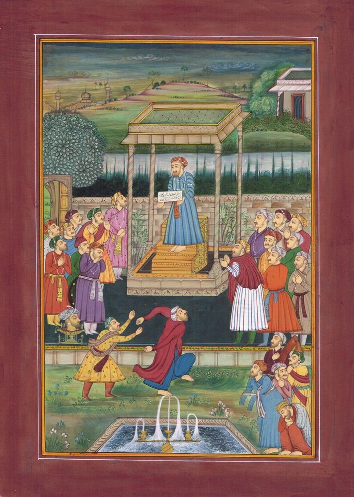 Persian Miniature Court Scene Painting 9x12 Inches Traditional Art
