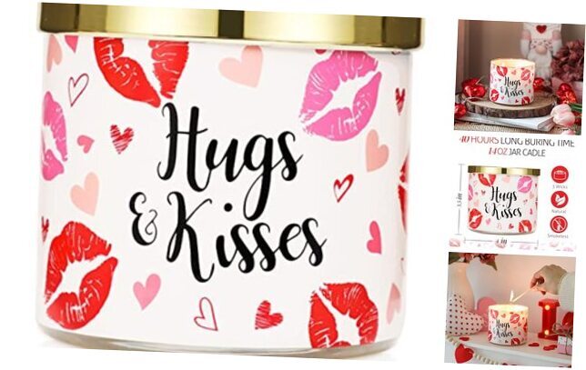 Romantic Rose Scented Hug & Kisses Valentine's Candle Gift  