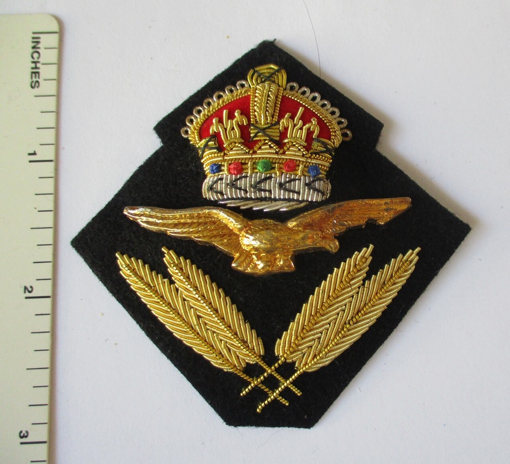 BRITISH RAF BREVET OFFICER Bullion CAP HAT BADGE Post WW2 Made King's Crown