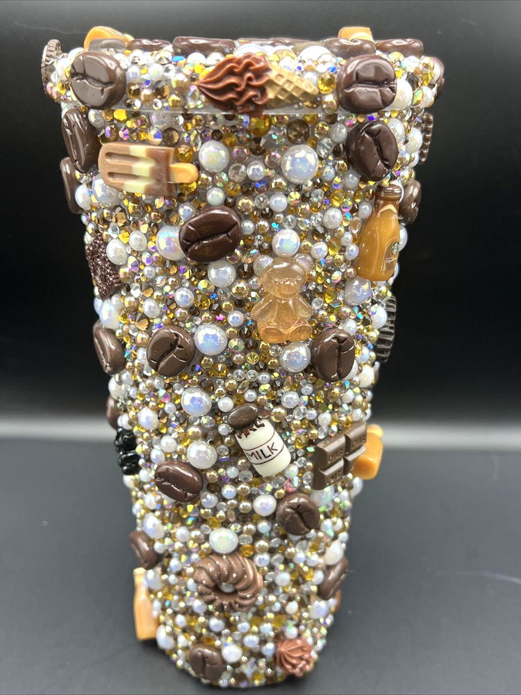 Maars  Travel Tumbler 32 Oz. Double Wall Acrylic Hand Decorated Mocha Coco Theme