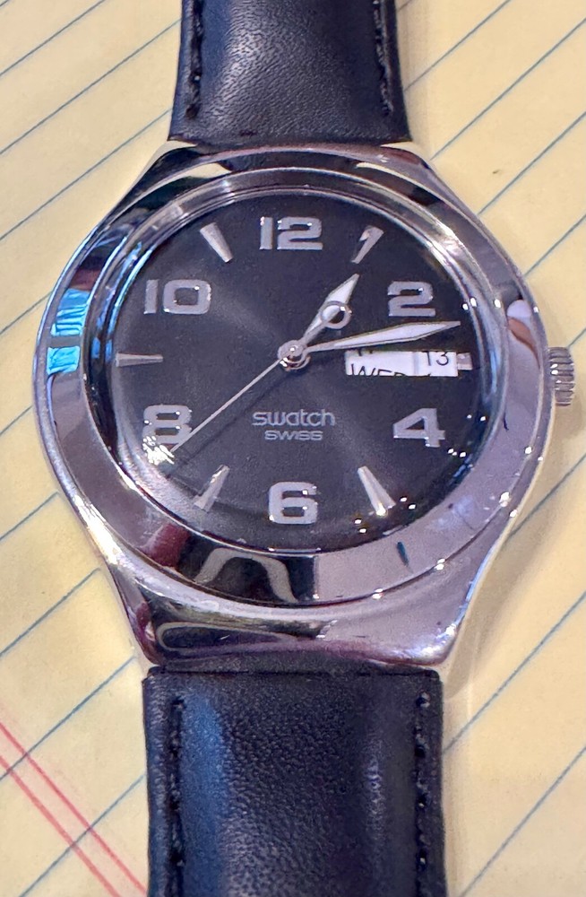Swatch Irony YGS737 Black Face Watch with New Battery  