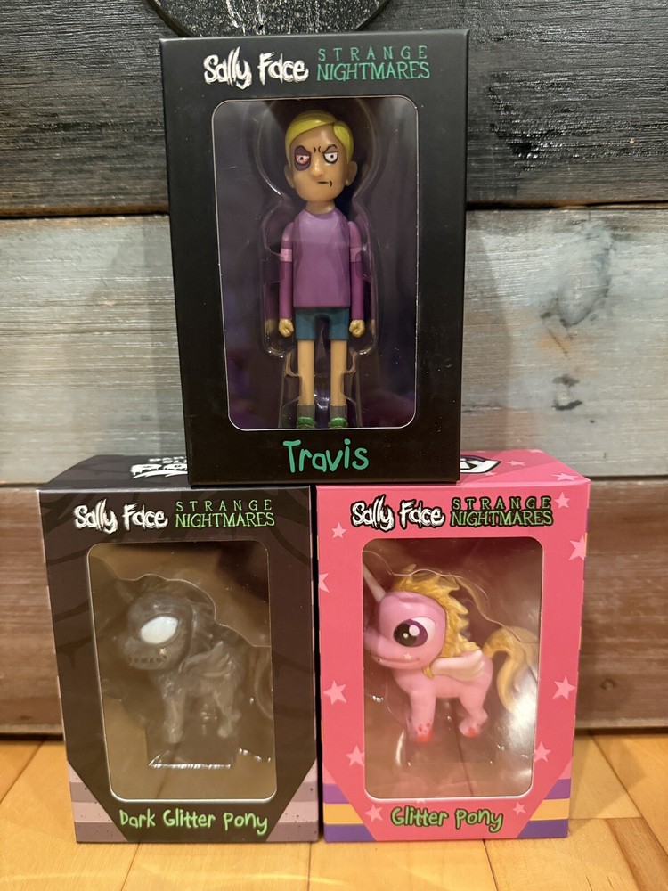 Sally Face Strange Nightmares Kickstarter Travis Dark Glitter Pony Vinyl Figures