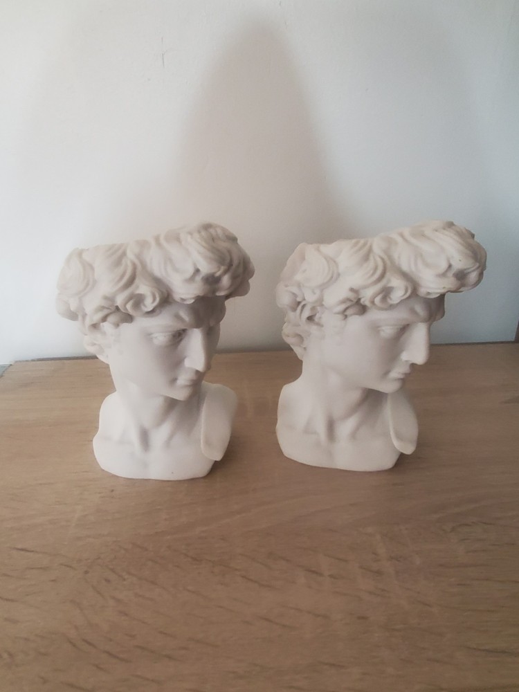 2 Greek David Statue Head Planter. Head Vase Planter for Garden and Home
