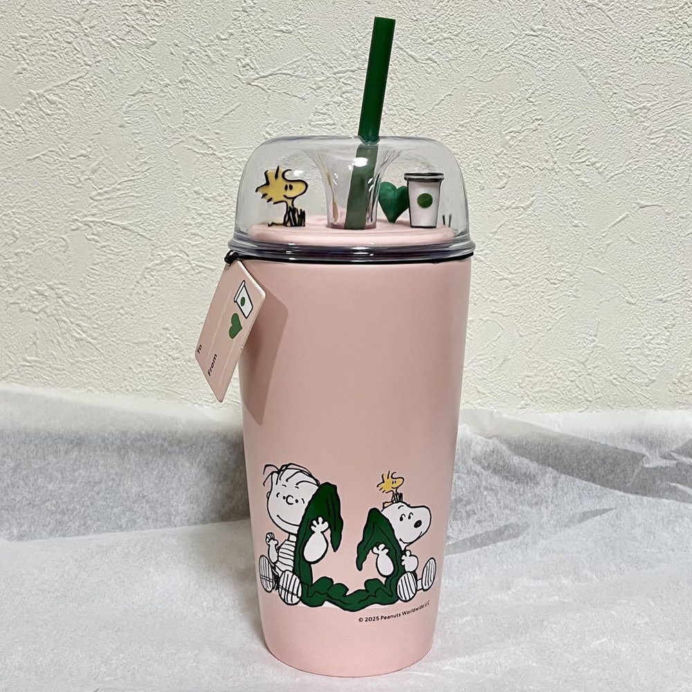 Starbucks Japan PEANUTS Stainless Steel Cold Cup Tumbler Pink 473ml New Pink