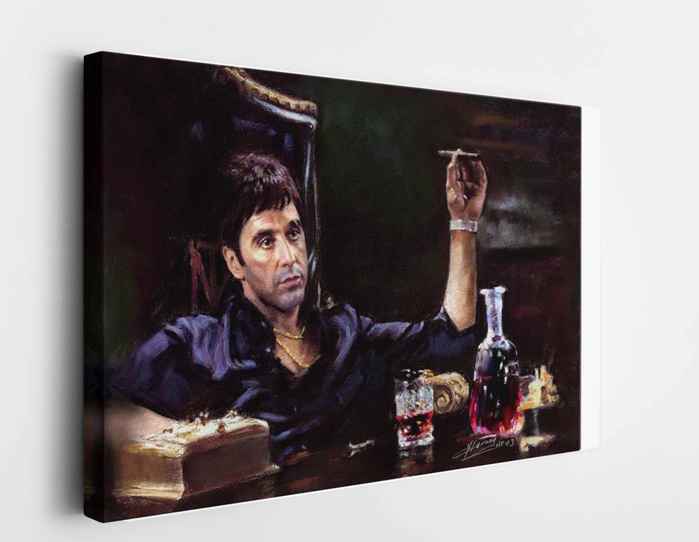 Canvas art print giclée or poster or Pillow Scarface tony montana portrait 2435p