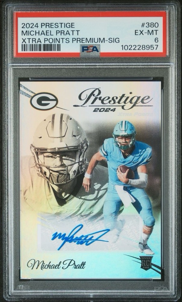 2024 Prestige Michael Pratt Auto Rookie Xtra Points Premium Sign Packers PSA