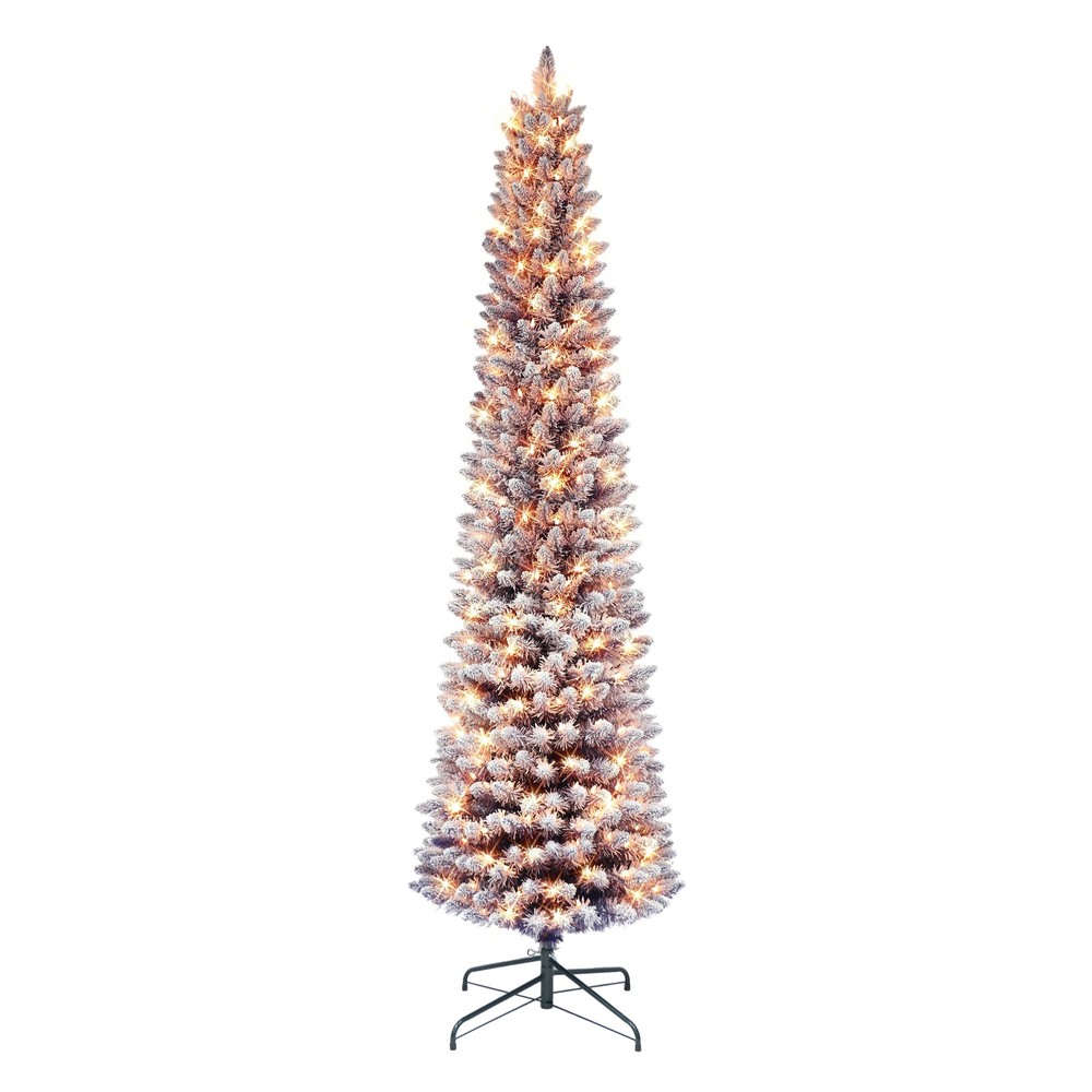 6.5ft Pre-Lit Flocked Purple Christmas Tree by Puleo International