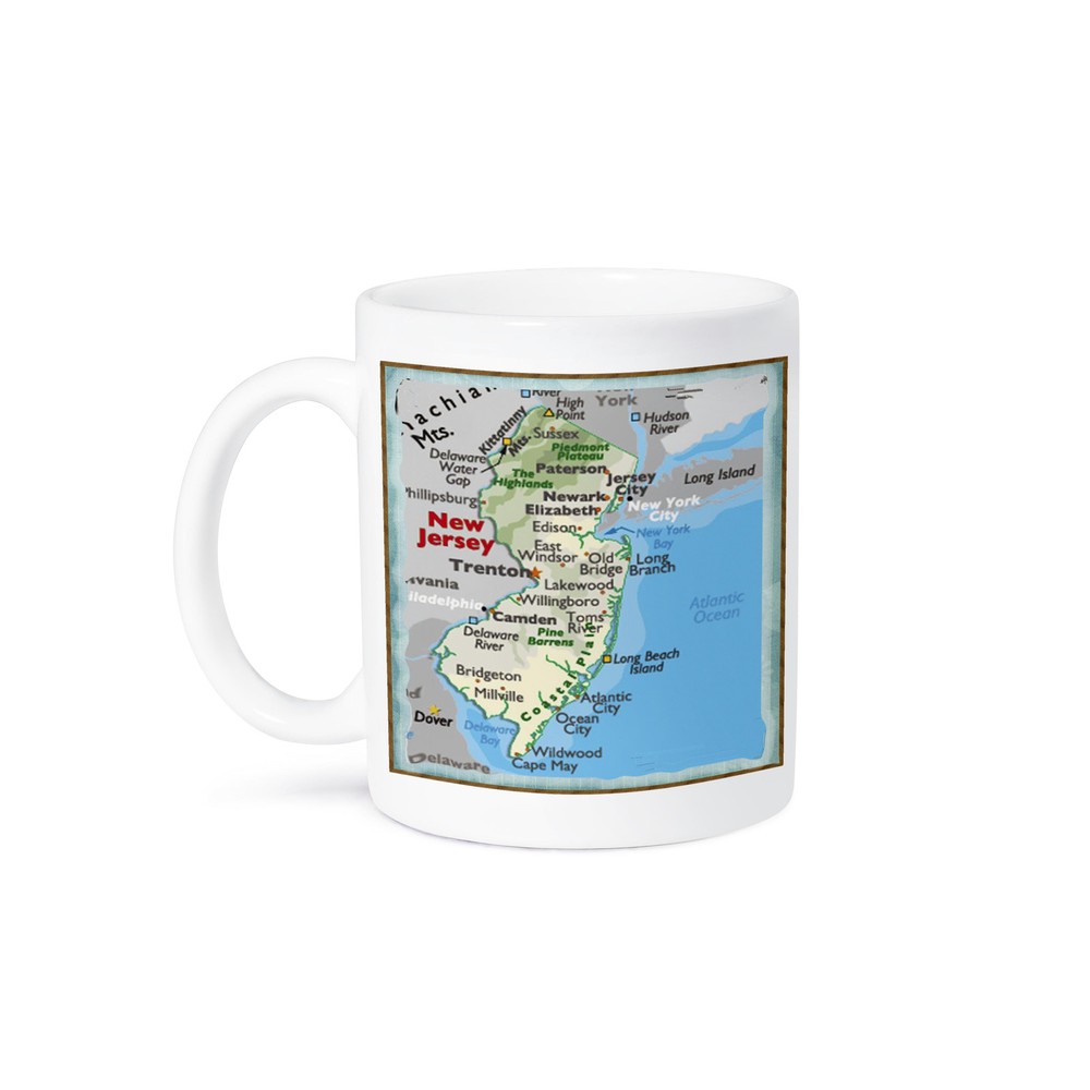 3D Rose Framed New Jersey Map State Decor Coffee Mug