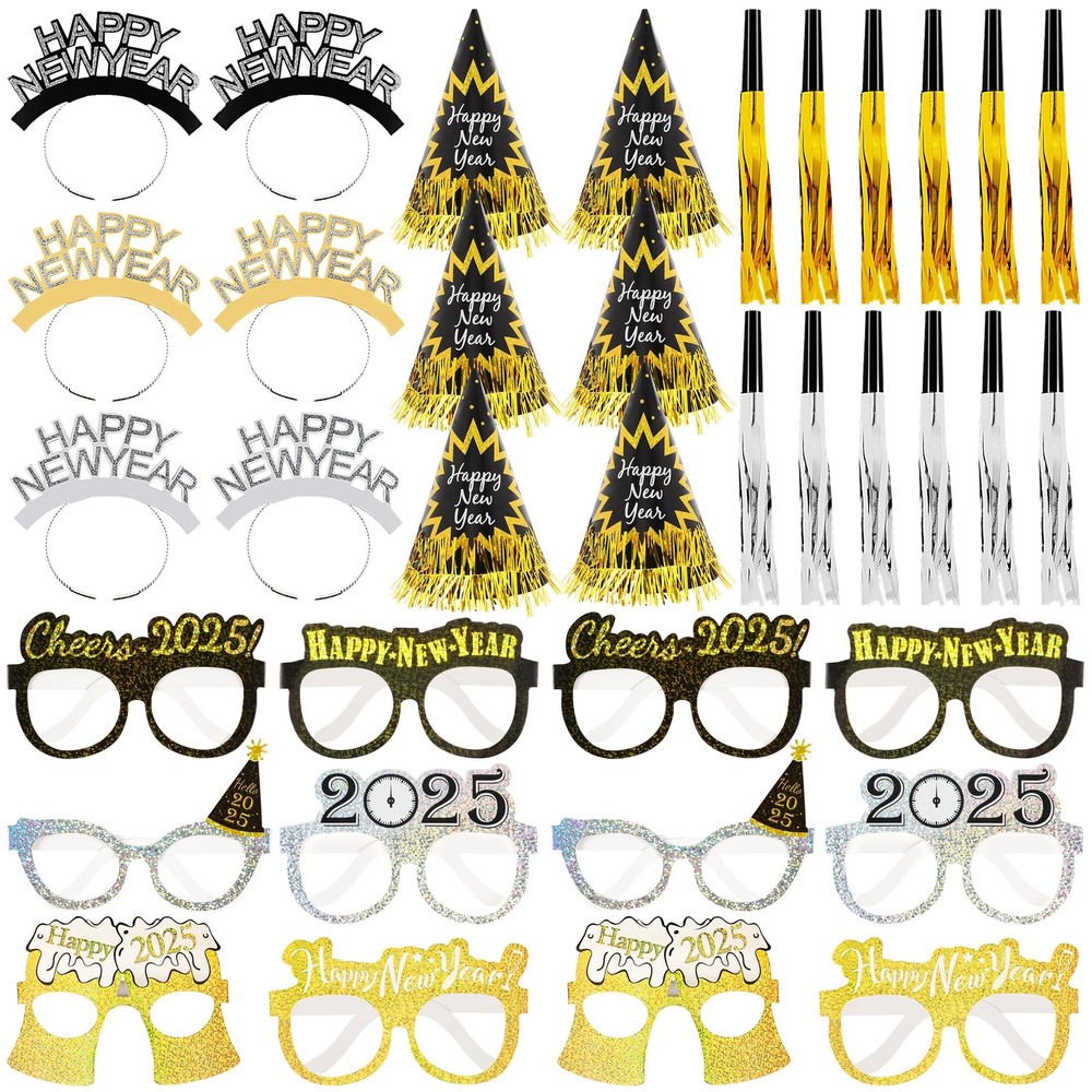 New Years Eve Party Supplies Decorations 2025, 36pcs New Years Headband Noise...-image