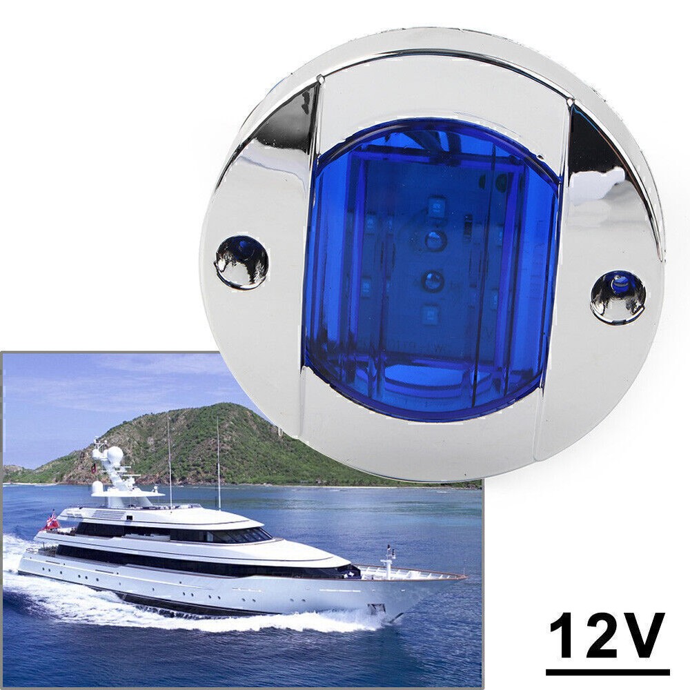 ABS Round 12V LED Side Marker Trailer Blue Light For Truck Trailer RV Boat US