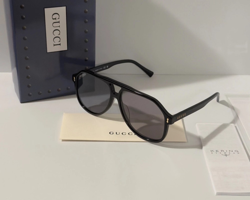 Gucci GG1042S 001 Men’s Aviator Sunglasses Black 60mm