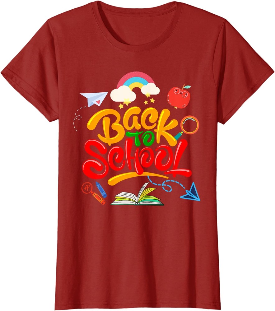 Back To School For Boys Girls Teacher First Day Ladies' Crewneck T-Shirt-image