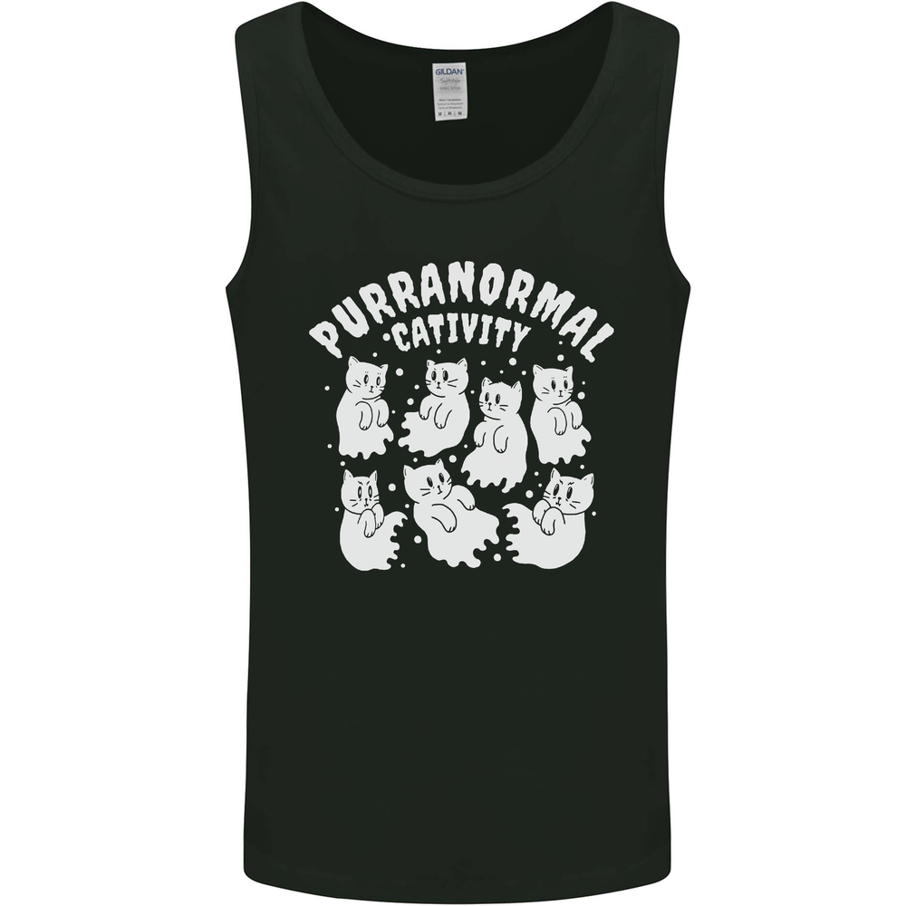 Purranormal Cativity Funny Halloween Cat Mens Vest Tank Top