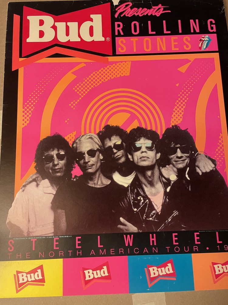 Vintage Rock Concert Poster 1989. Budweiser Promotion For Rolling Stones.