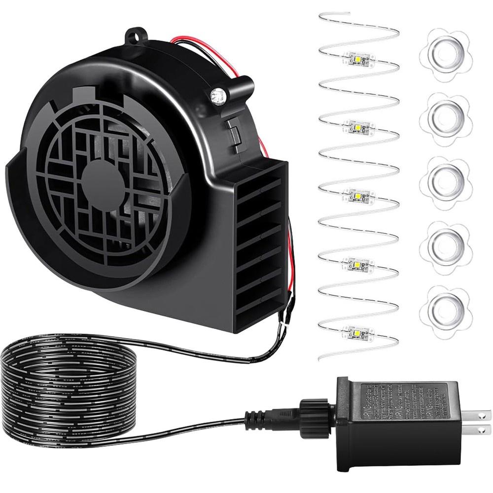 Inflatable Blower Air Fan Blower w/ Adapter&5 LED Lights for Blow up Inflatables