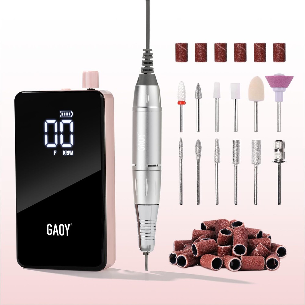 GAOY Cordless Rechargeable Nail Drill E-File with 12 Bits & 45 Accessories
