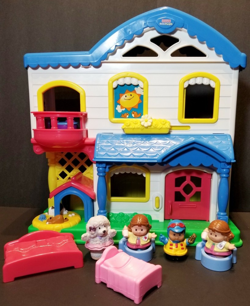 FISHER PRICE LITTLE PEOPLE BUSY DAY HOME ALL SOUNDS WORK 4 CHARACTERS ORIG BOX-image